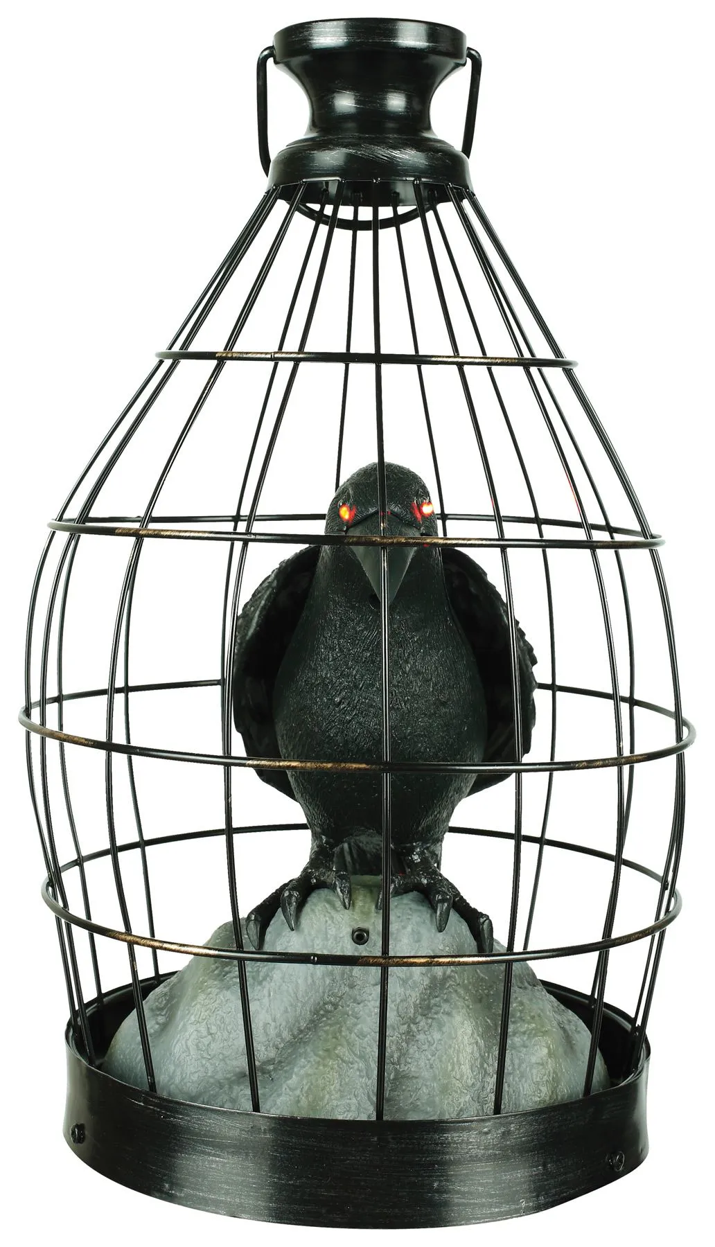 15" Animated Crow in Cage