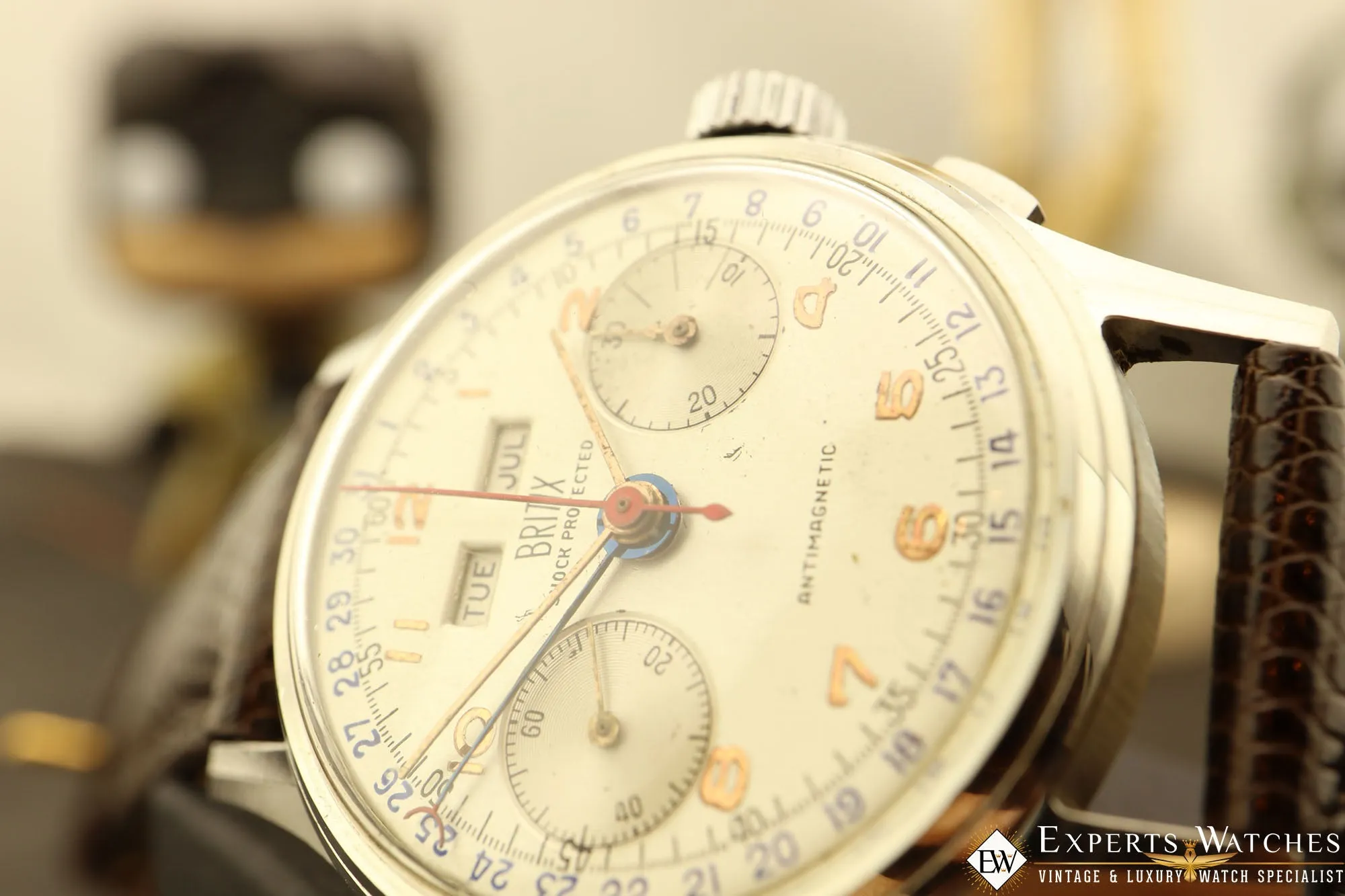 1950s Serviced Vintage Britix Valjoux 72C Triple Date Calendar Chronograph Watch