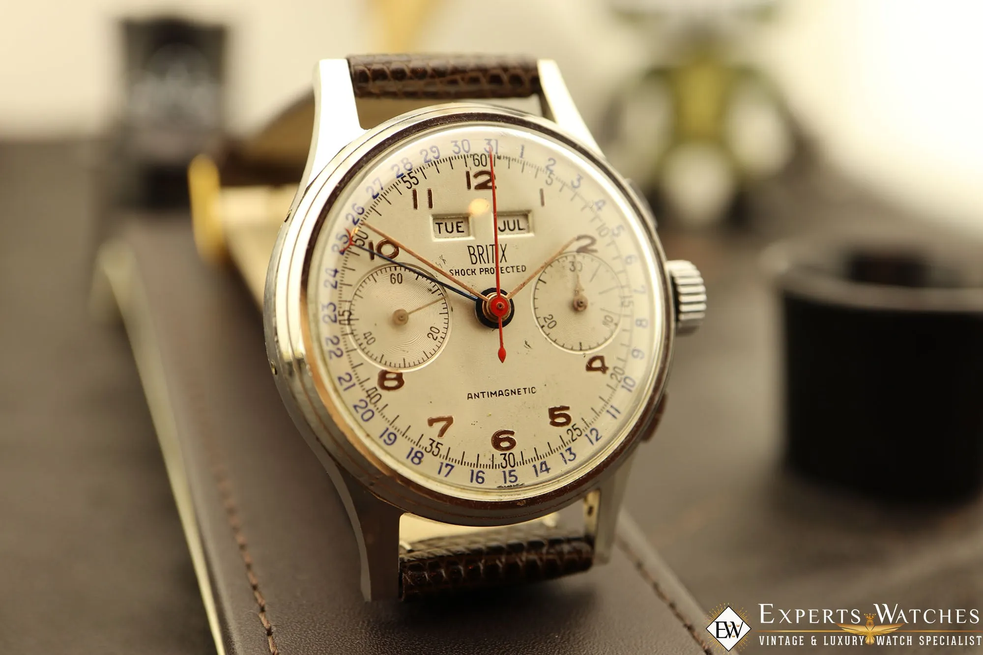 1950s Serviced Vintage Britix Valjoux 72C Triple Date Calendar Chronograph Watch
