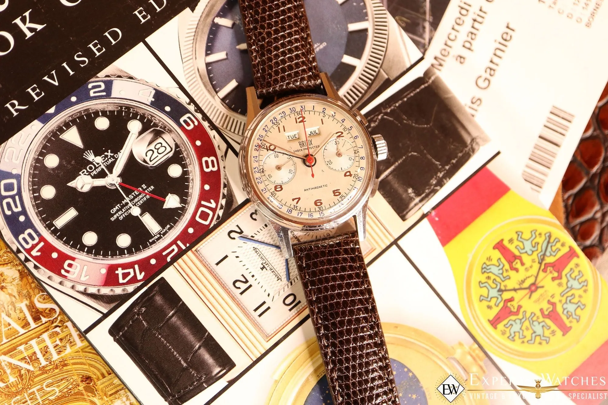 1950s Serviced Vintage Britix Valjoux 72C Triple Date Calendar Chronograph Watch