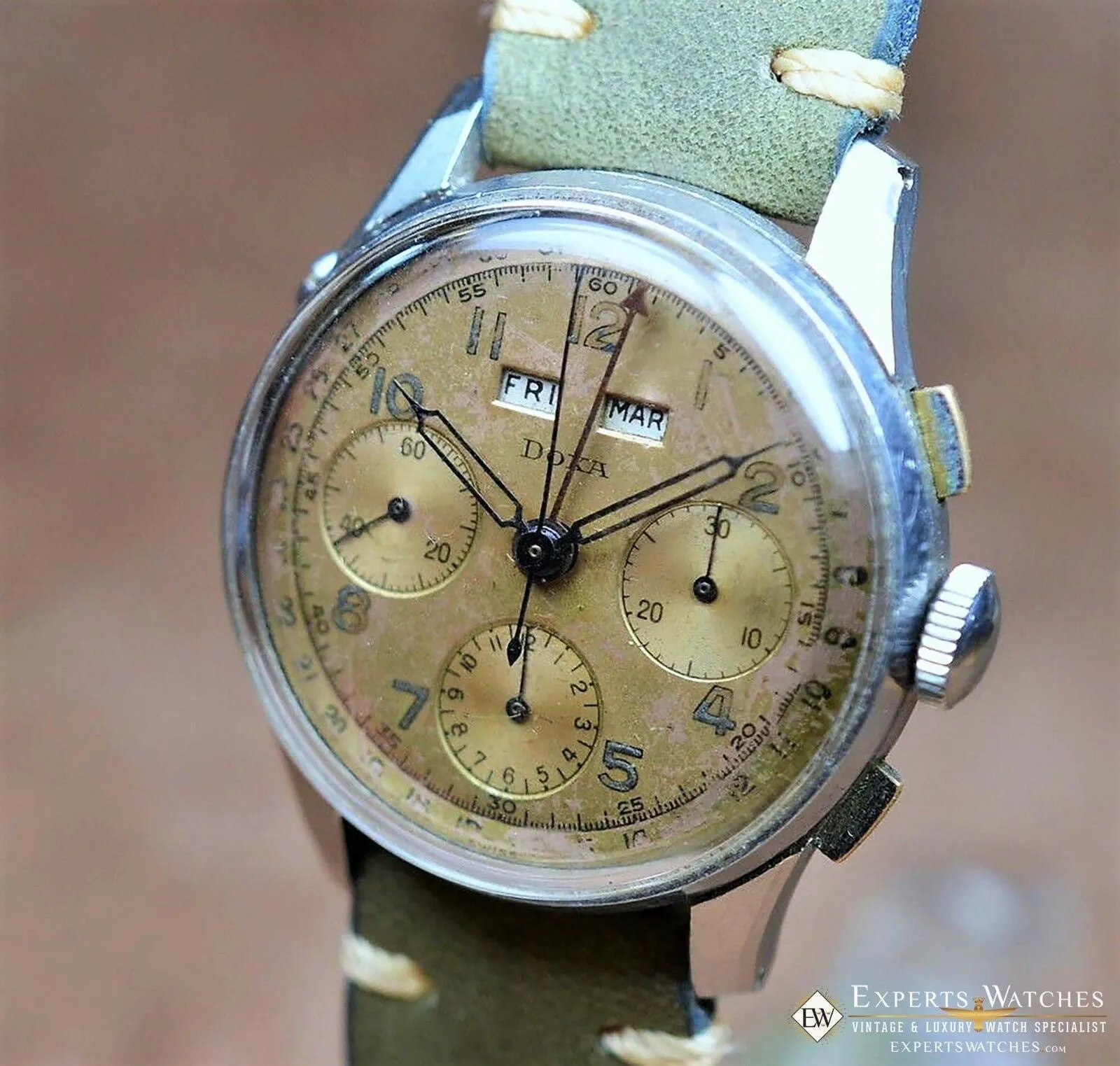 1950s Serviced Vintage DOXA Valjoux 72C Triple Date Calendar Chronograph Watch