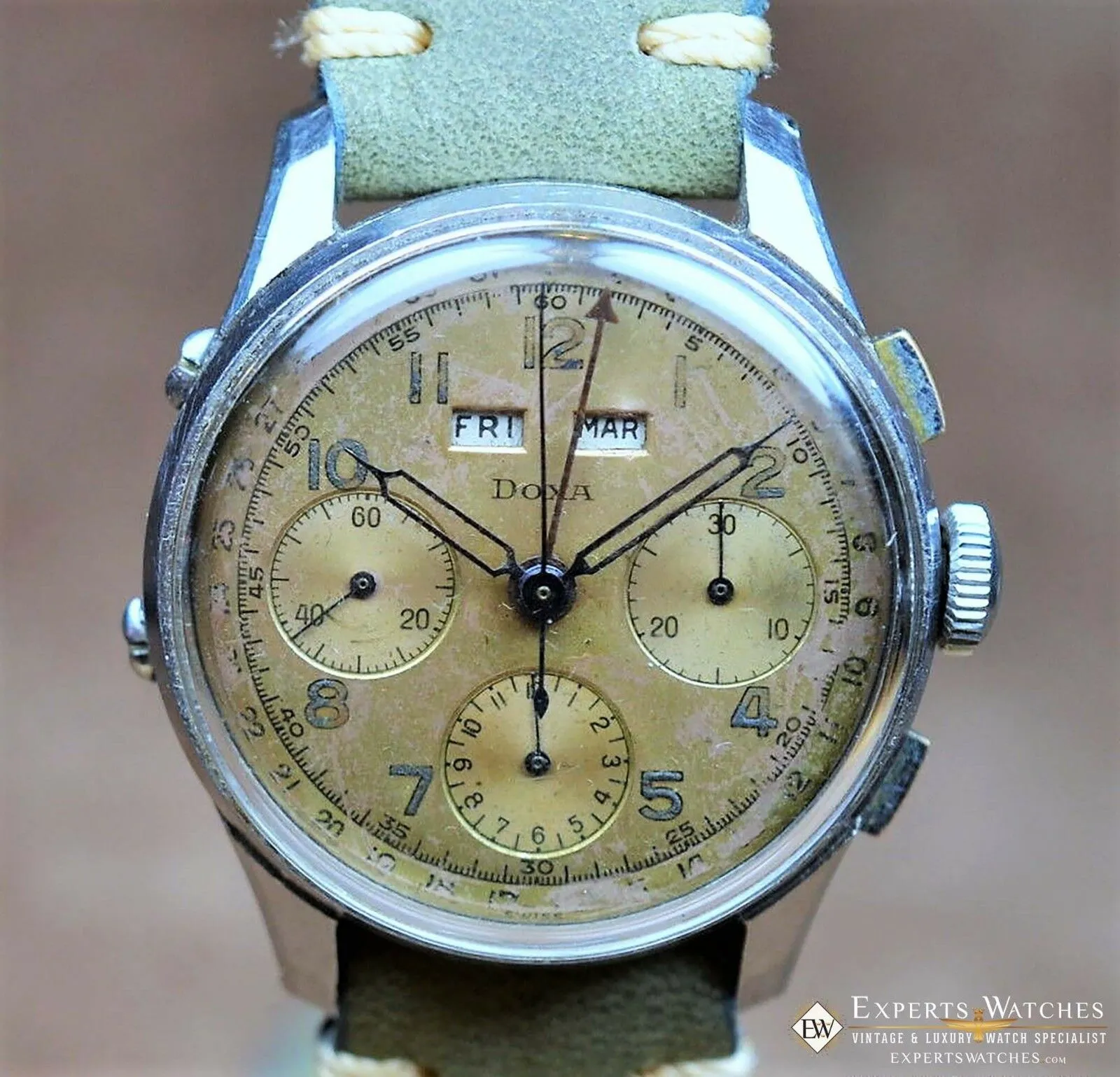 1950s Serviced Vintage DOXA Valjoux 72C Triple Date Calendar Chronograph Watch