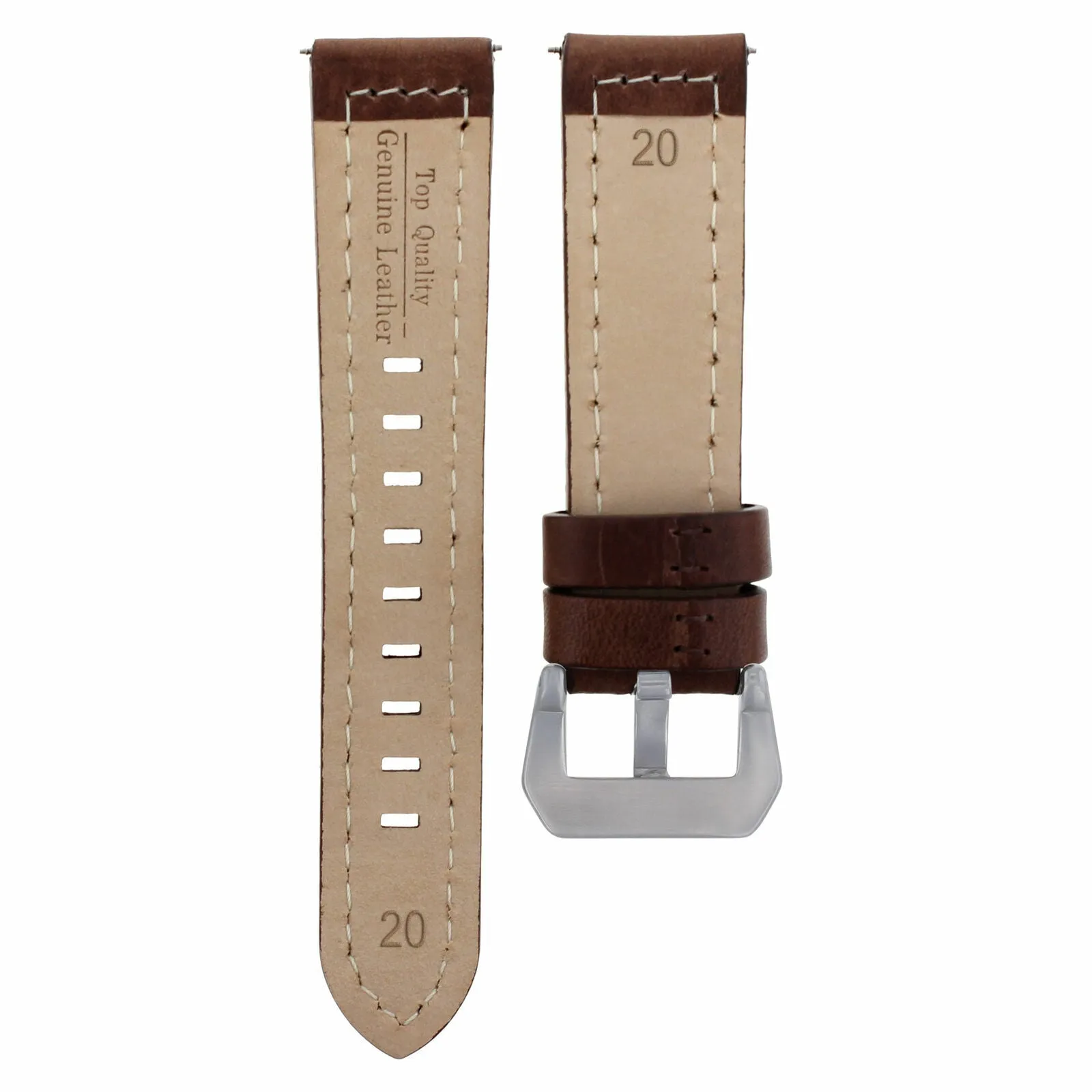 20MM COW LEATHER WATCH BAND STRAP FOR BREITLING WATCH PILOT CHRONOMAT D/BROWN