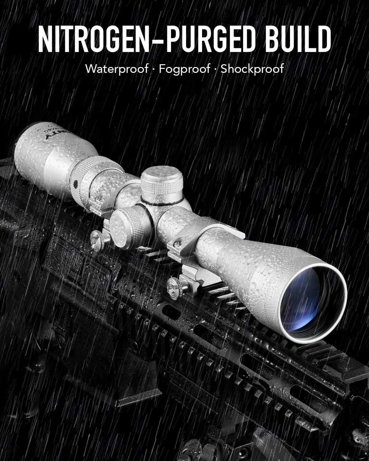 3-9X40 Red Green Rangefinder Illuminated Optical Rifle Scope, Silver