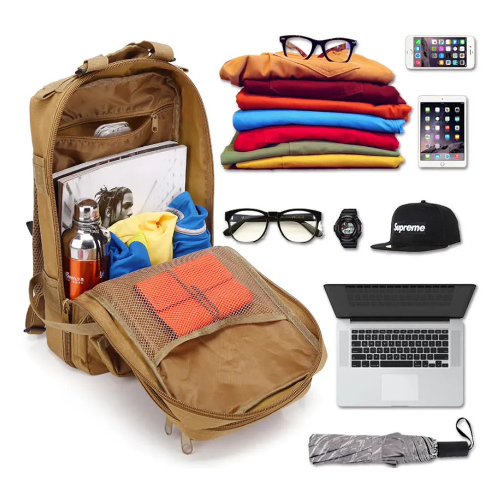 30L Military Backpack Tactical Hiking Camping Rucksack for Outdoor Trekk Travel Khaki