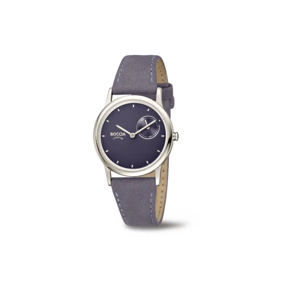 3274-01 - Ladies Titanium Dress Watch with Grey Suede Strap