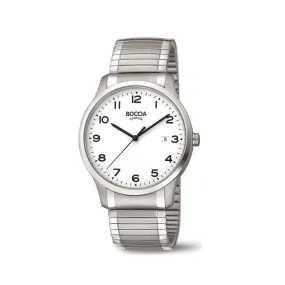 3616-01 Mens Titanium Dress Watch with White Dial