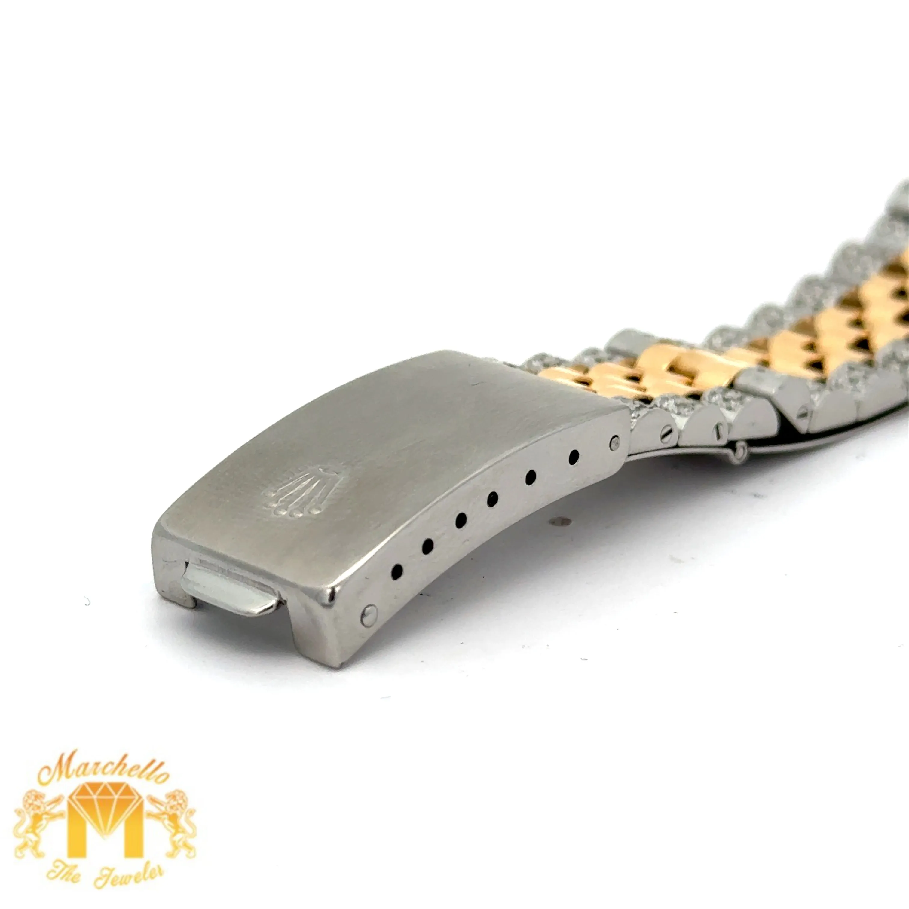 36mm Rolex Diamond Watch with Two-Tone Jubilee Bracelet (Diamond Mother of Pearl Roman dial, diamond bezel)