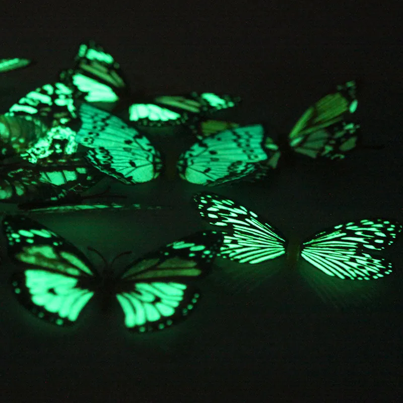 3D Artificial Luminous Glowing  Butterfly Fridge Magnet/3D夜光蝴蝶贴 仿真立体蝴蝶 冰箱贴 客厅卧室墙贴