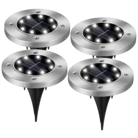 4Pcs Solar Powered Ground Light Outdoor IP65 Waterproof Buried In-Ground Lamp Decorative Path Deck Lawn Patio Lamp - Black