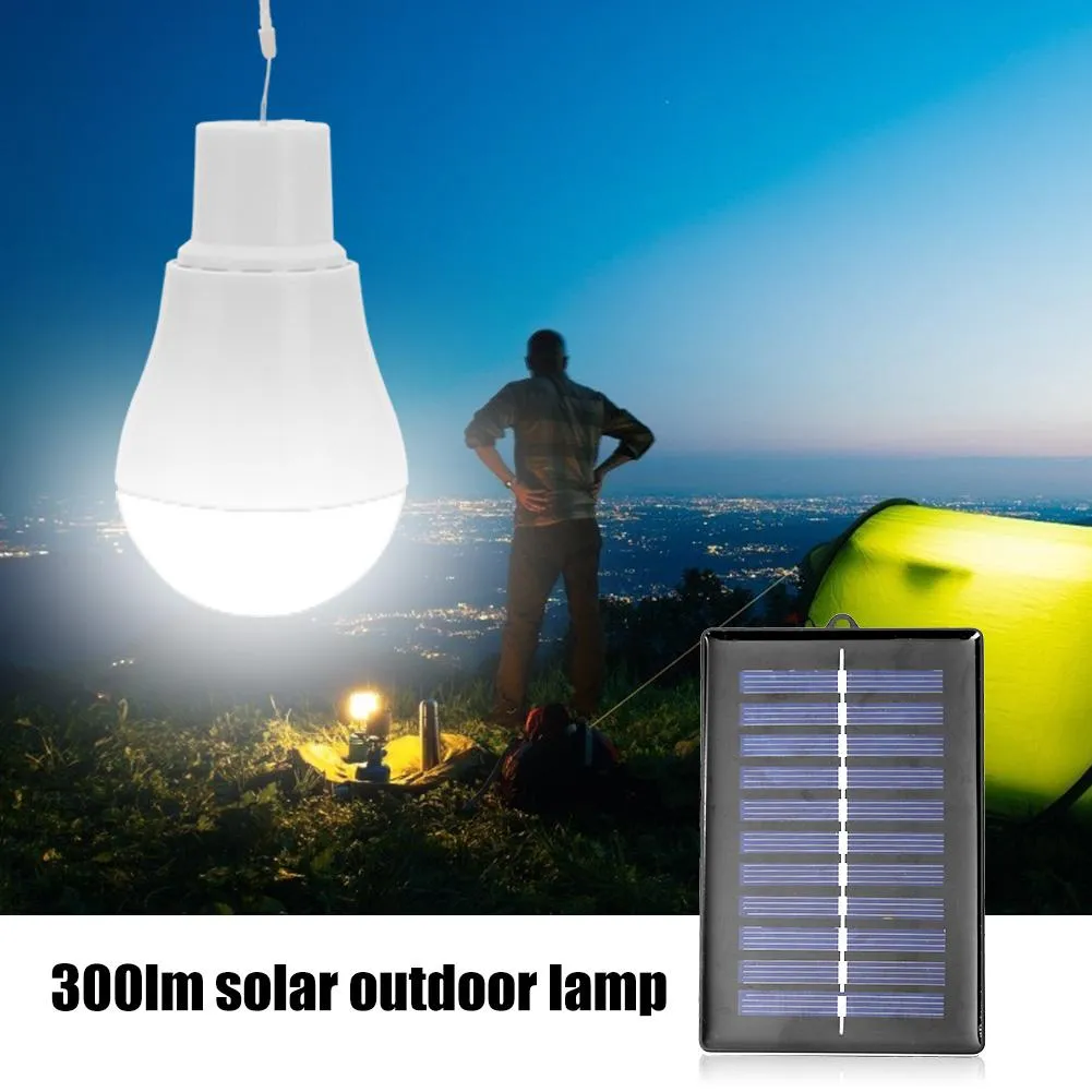 5V 15W 300LM Portable Solar Lamp - Low Power Consumption Bulb with Solar Panel for Outdoor Garden, Camping, Tent Lighting