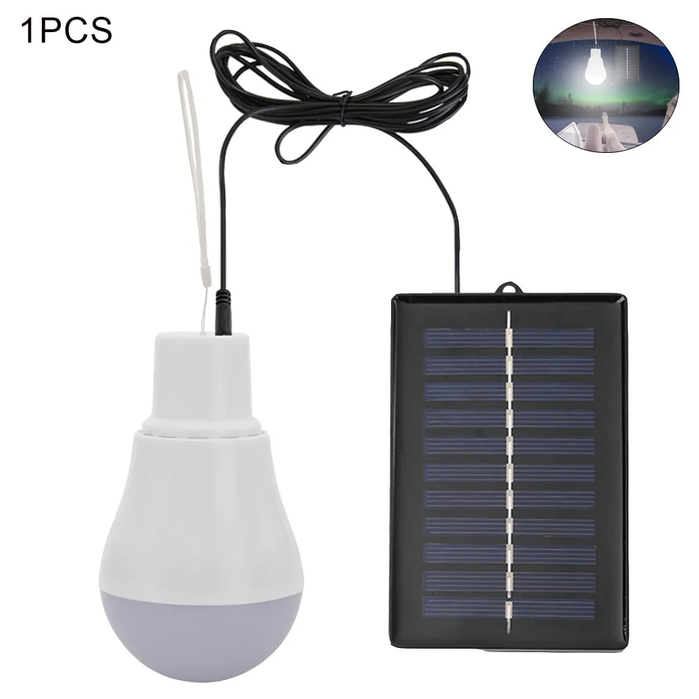 5V 15W 300LM Portable Solar Lamp - Low Power Consumption Bulb with Solar Panel for Outdoor Garden, Camping, Tent Lighting