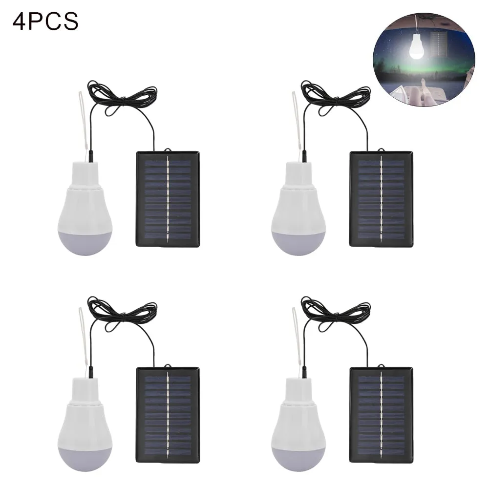 5V 15W 300LM Portable Solar Lamp - Low Power Consumption Bulb with Solar Panel for Outdoor Garden, Camping, Tent Lighting
