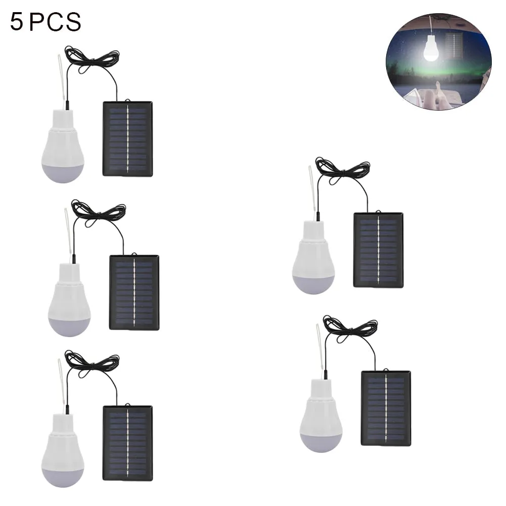 5V 15W 300LM Portable Solar Lamp - Low Power Consumption Bulb with Solar Panel for Outdoor Garden, Camping, Tent Lighting