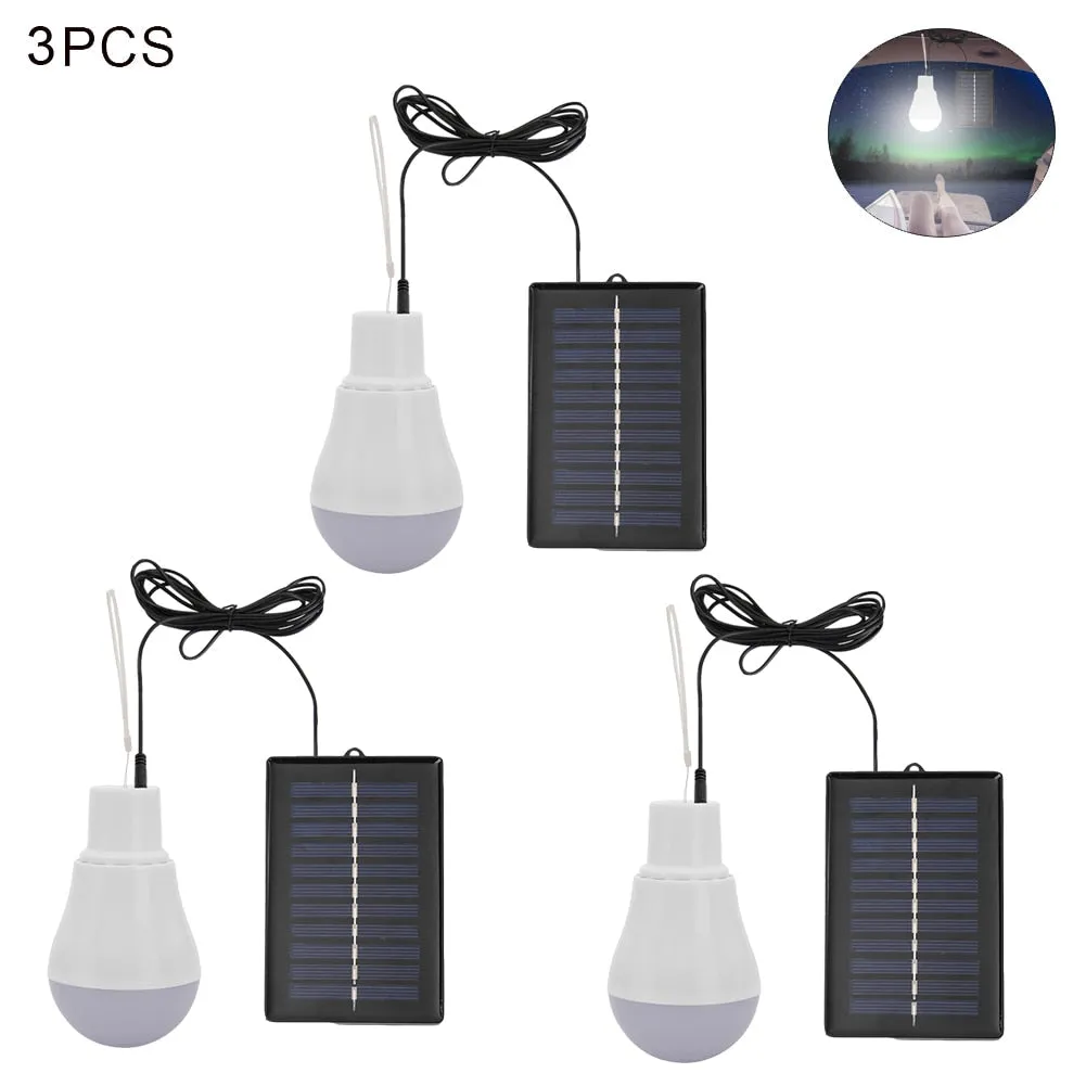 5V 15W 300LM Portable Solar Lamp - Low Power Consumption Bulb with Solar Panel for Outdoor Garden, Camping, Tent Lighting