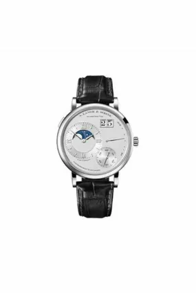 a lange & sohne grand lange 1 moonphase silver dial 41mm platinum men's watch