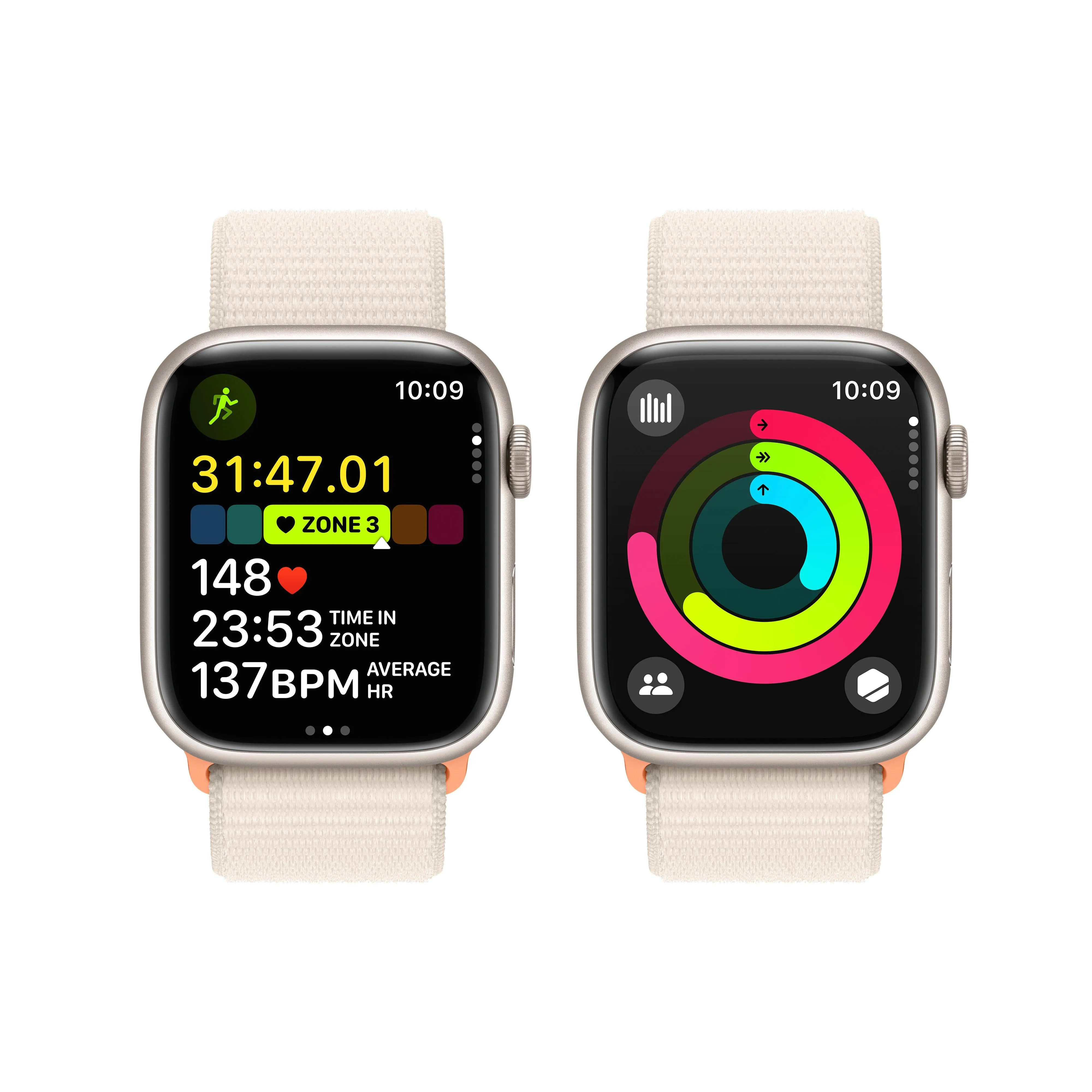 Apple Watch Series 9 GPS 41mm Starlight Aluminium Case with Starlight Sport Loop