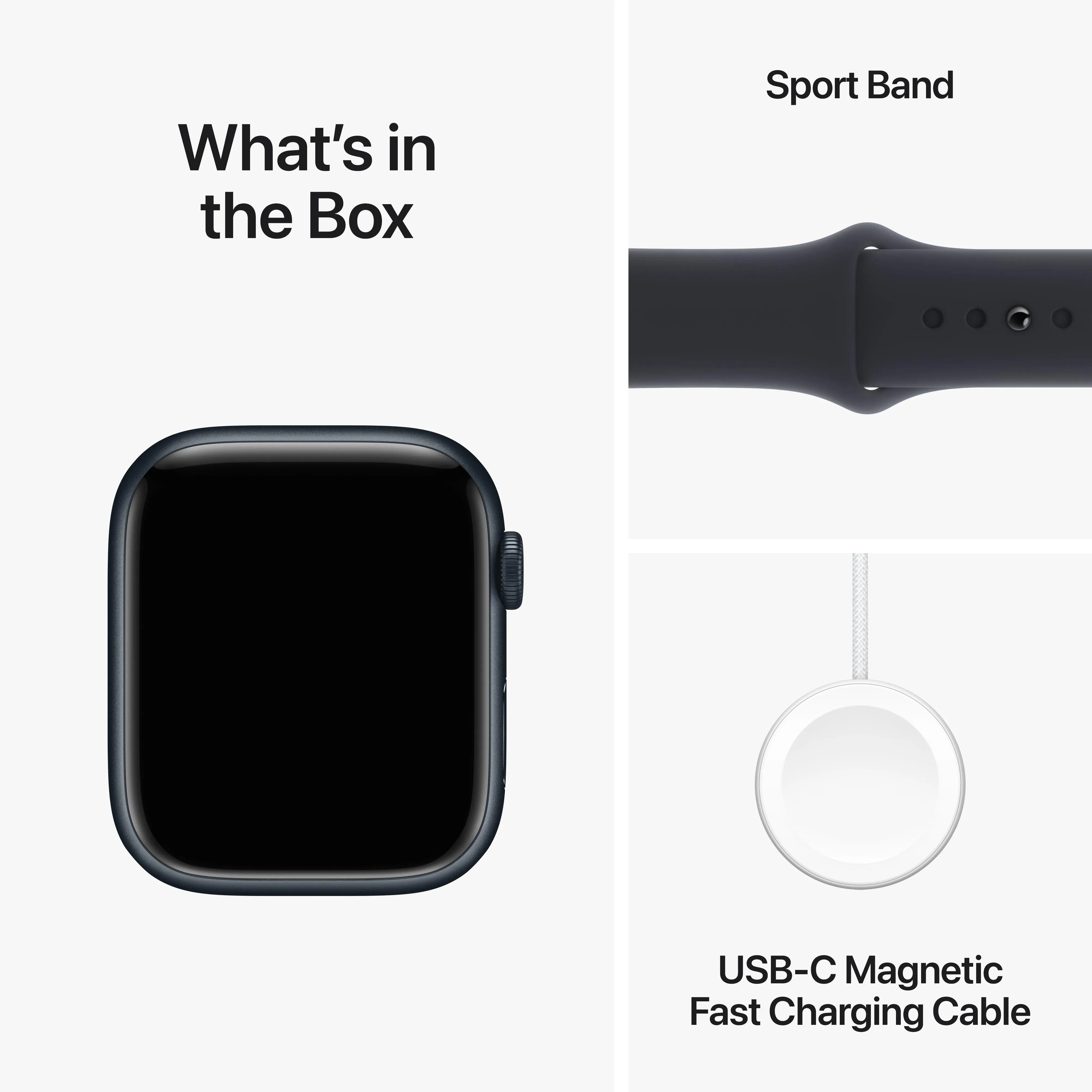 Apple Watch Series 9 GPS 45mm Midnight Aluminium Case with Midnight Sport Band - S/M