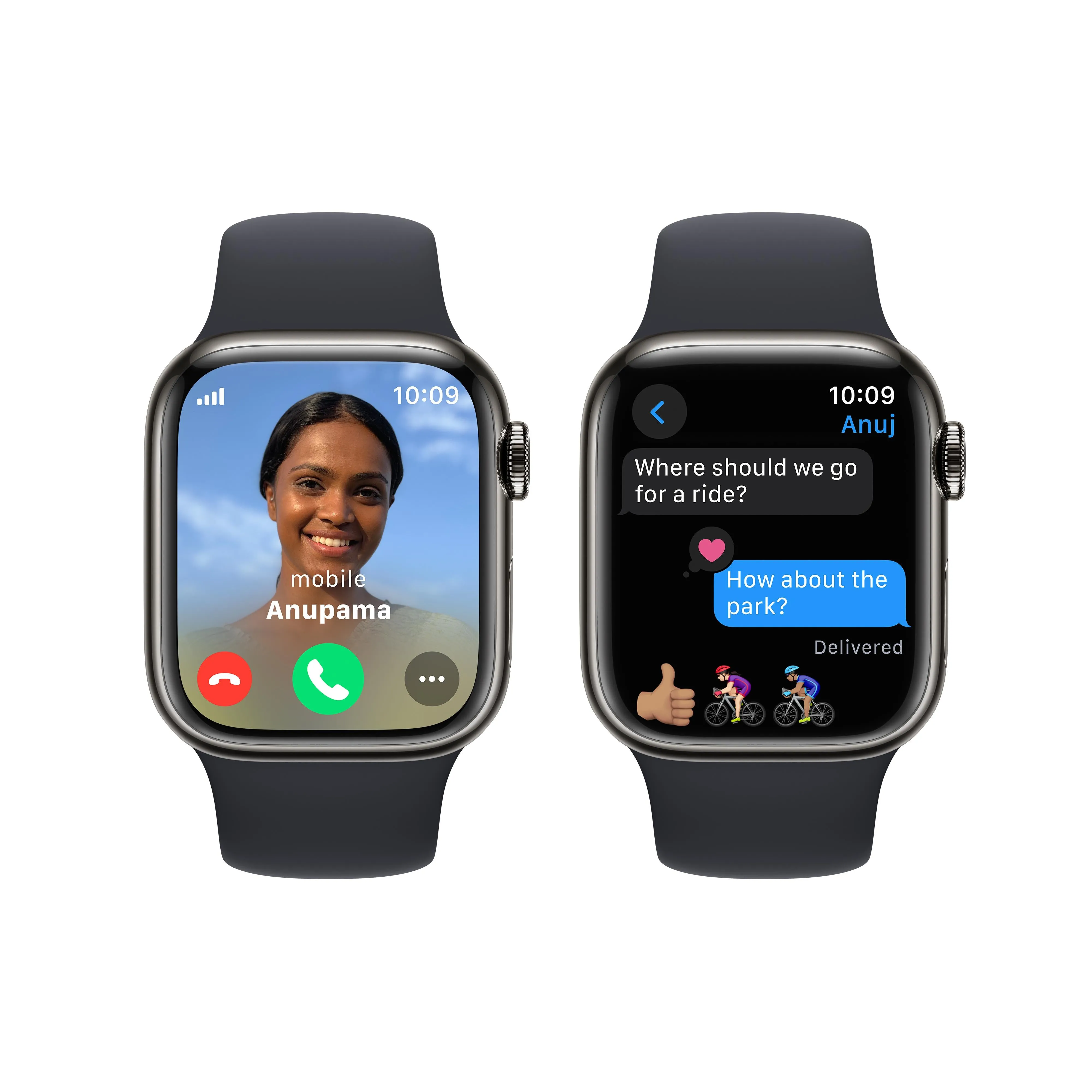 Apple Watch Series 9 GPS   Cellular 41mm Graphite Stainless Steel Case with Midnight Sport Band - M/L