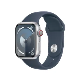 Apple Watch Series 9 GPS   Cellular 41mm Silver Aluminum Case with Storm Blue Sport Band - S/M