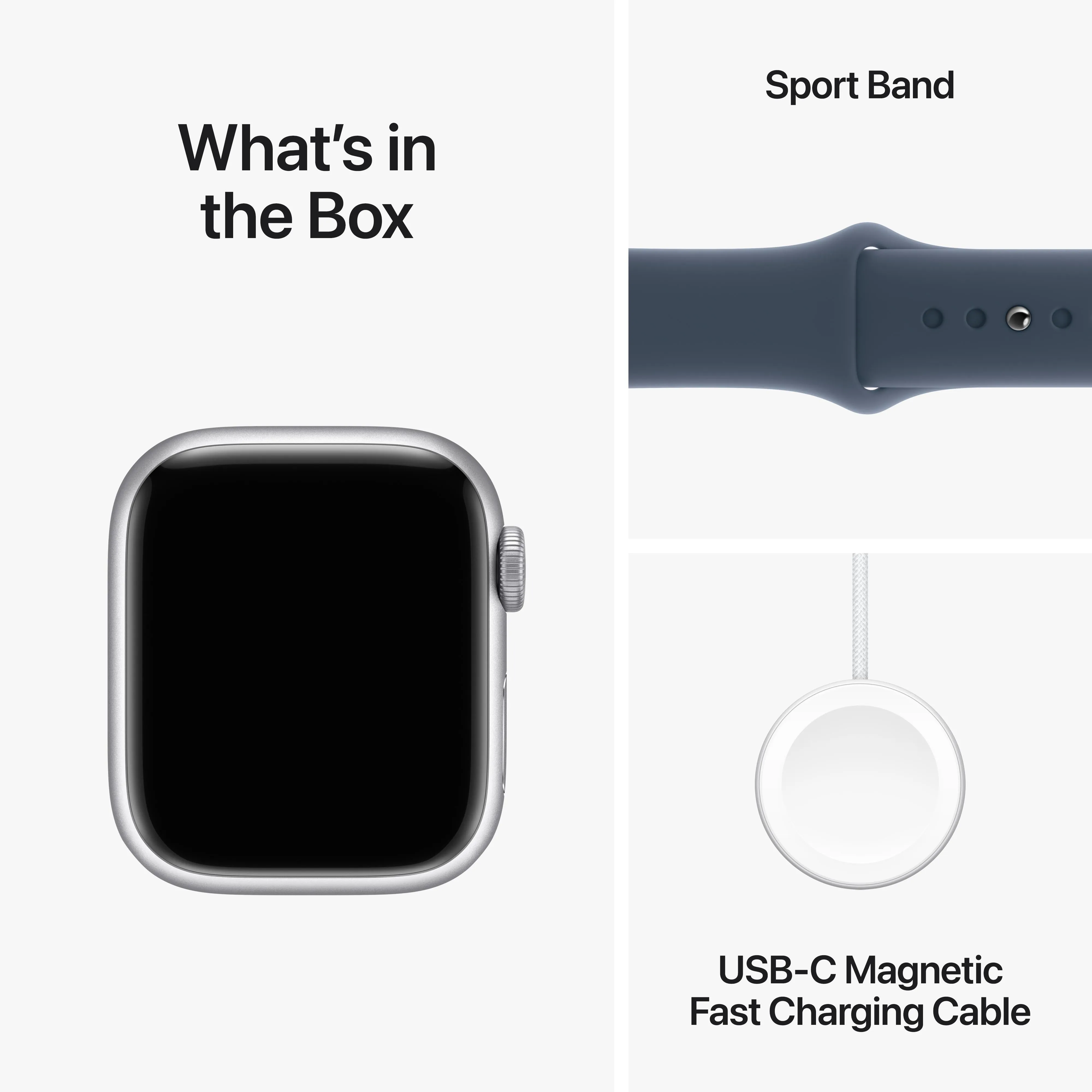 Apple Watch Series 9 GPS   Cellular 41mm Silver Aluminum Case with Storm Blue Sport Band - S/M