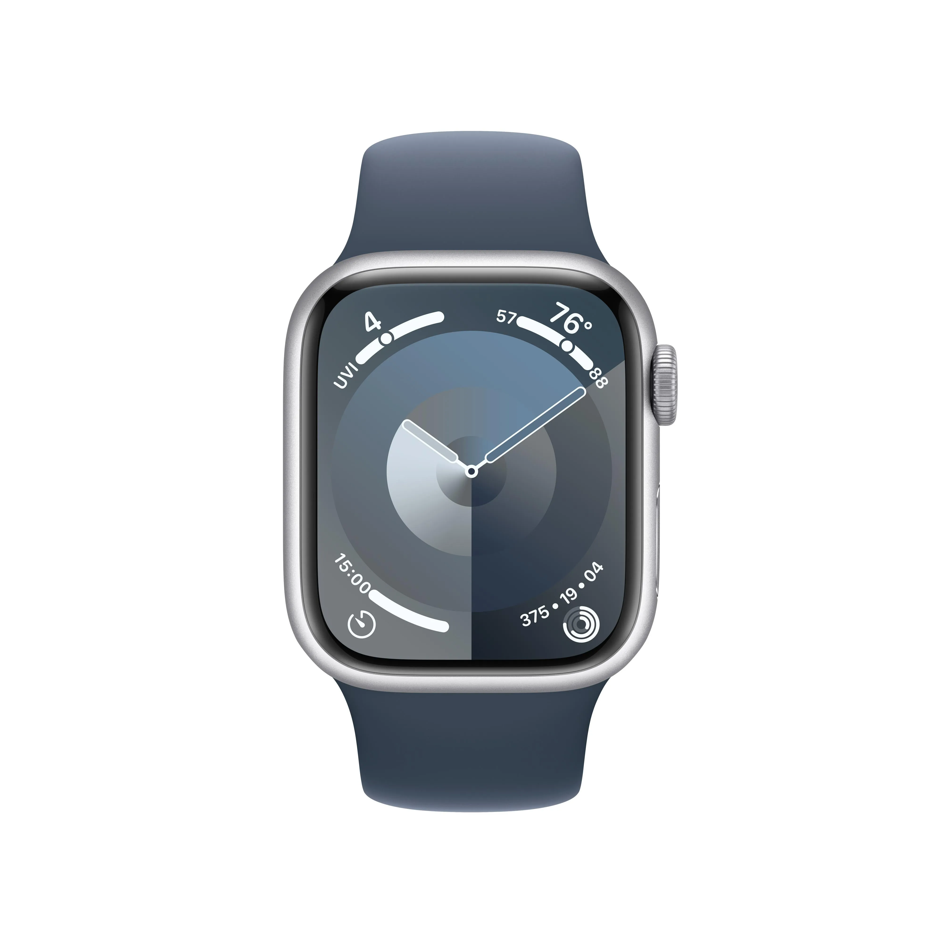 Apple Watch Series 9 GPS   Cellular 41mm Silver Aluminum Case with Storm Blue Sport Band - S/M