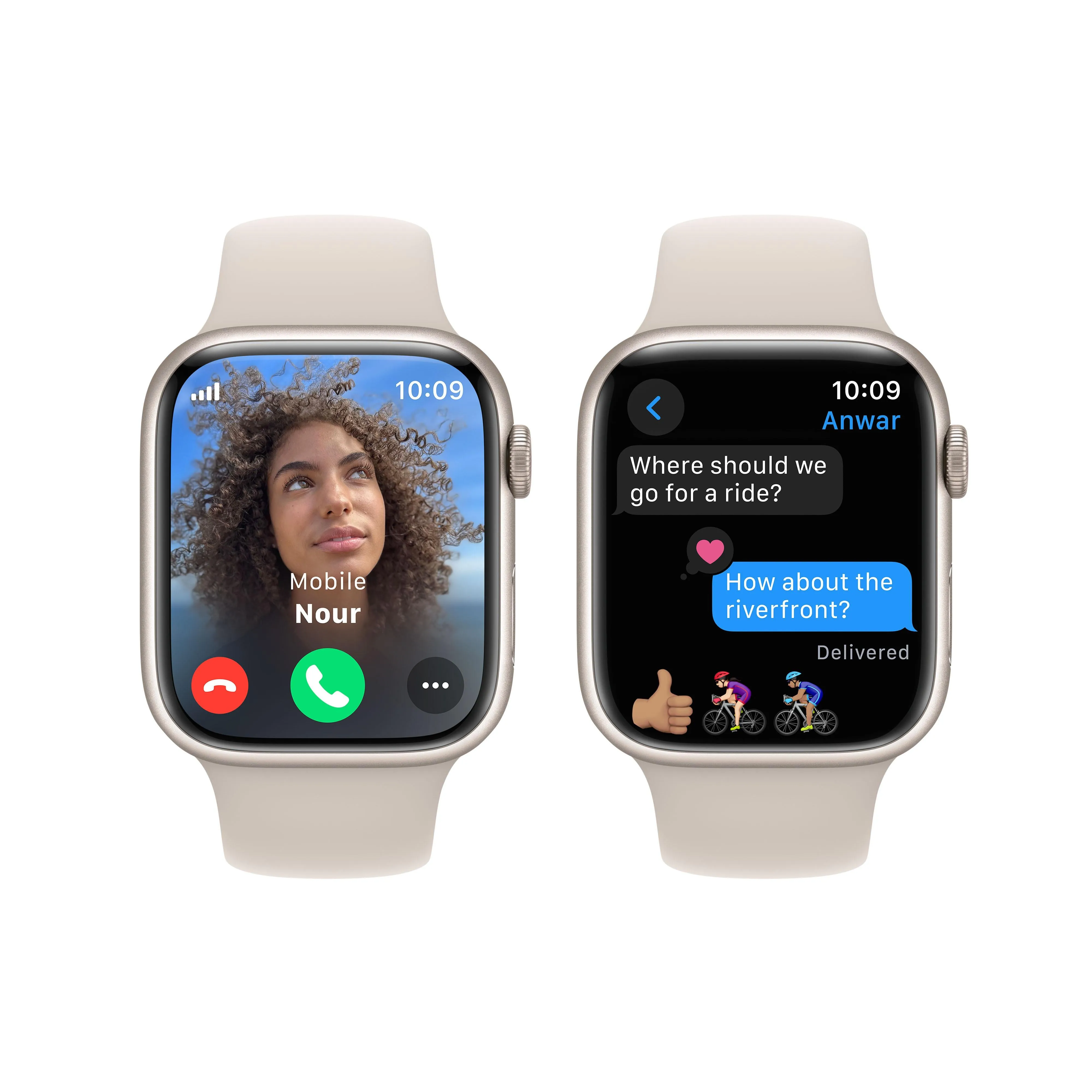 Apple Watch Series 9 GPS   Cellular 41mm Starlight Aluminium Case with Starlight Sport Band - M/L