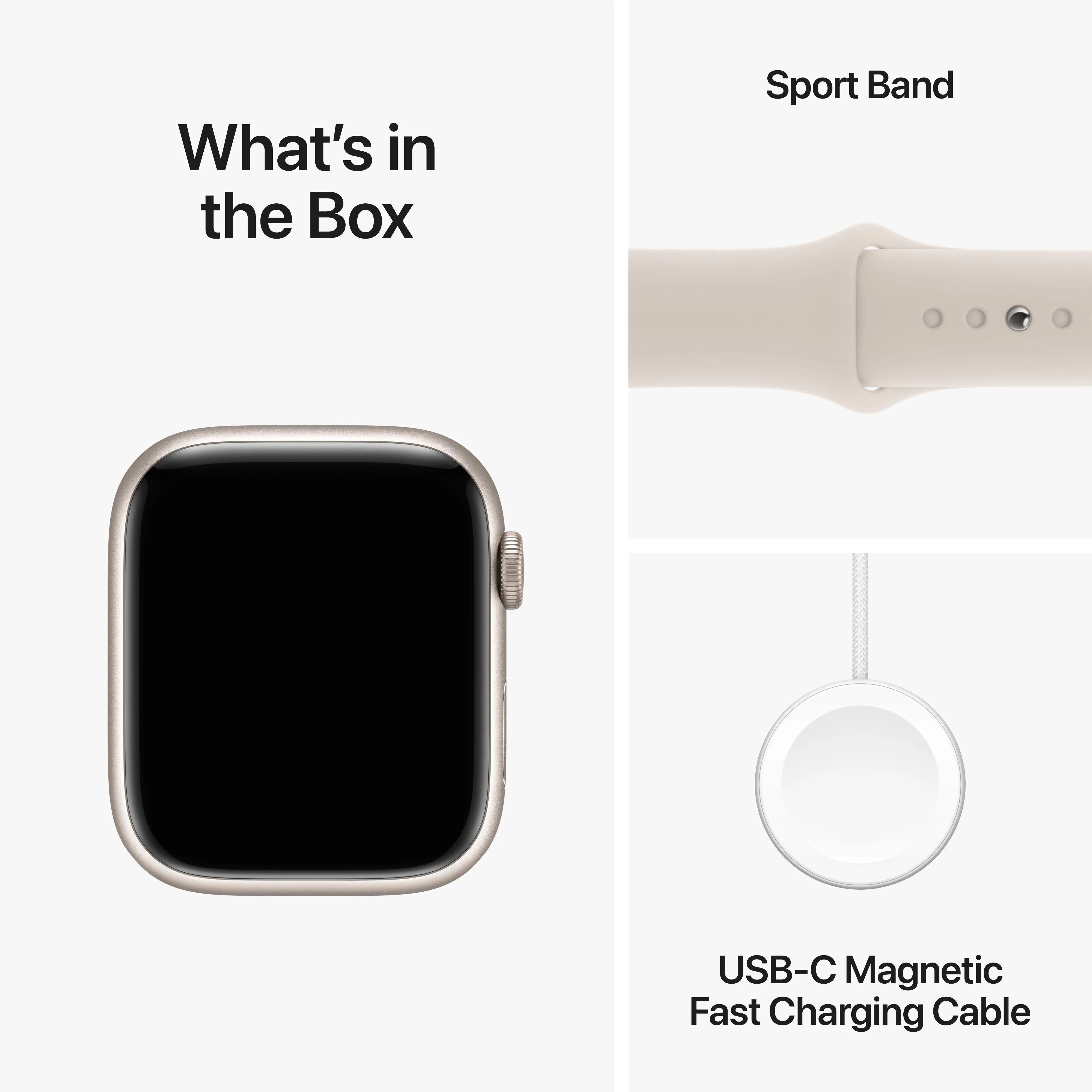 Apple Watch Series 9 GPS   Cellular 41mm Starlight Aluminium Case with Starlight Sport Band - M/L