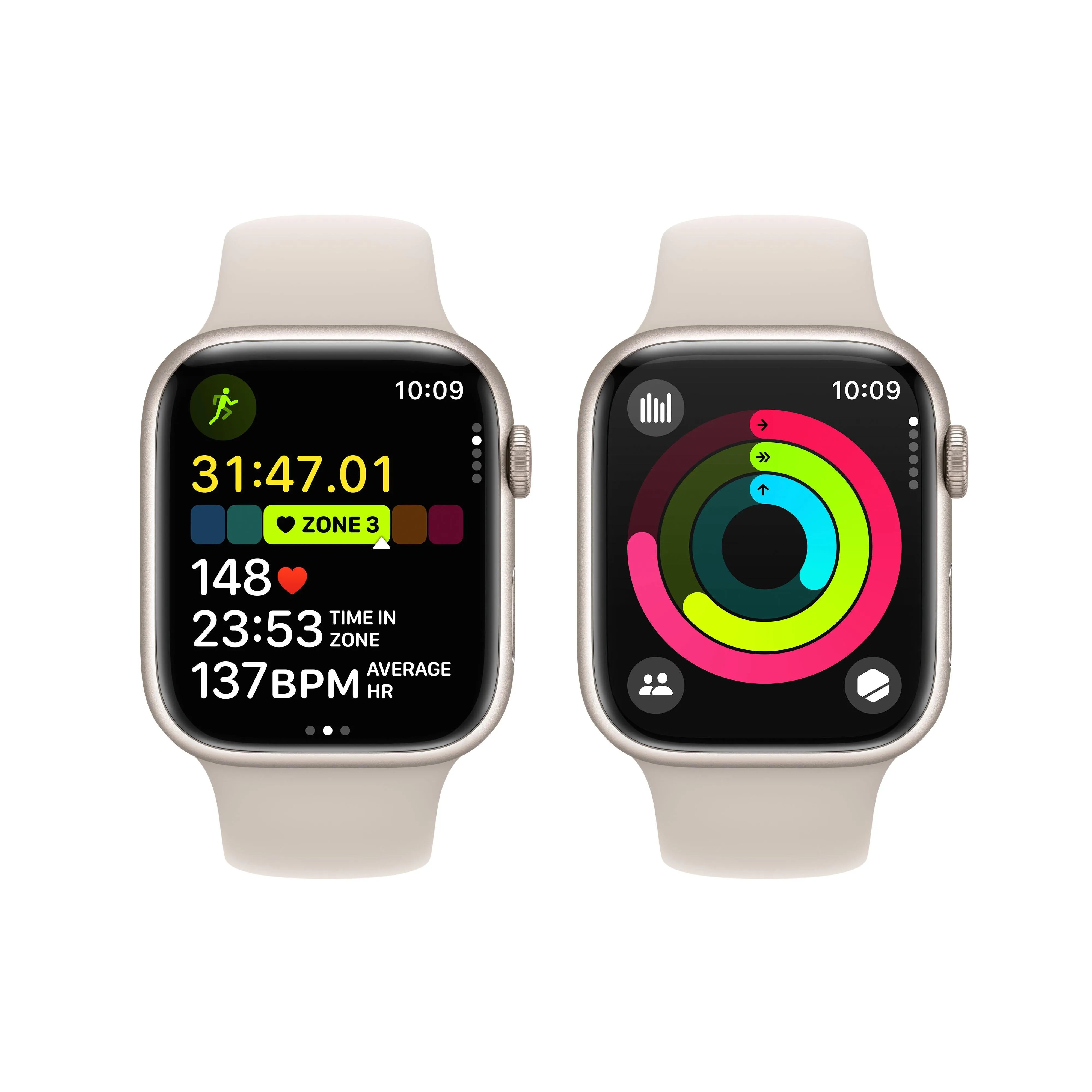 Apple Watch Series 9 GPS   Cellular 41mm Starlight Aluminium Case with Starlight Sport Band - M/L