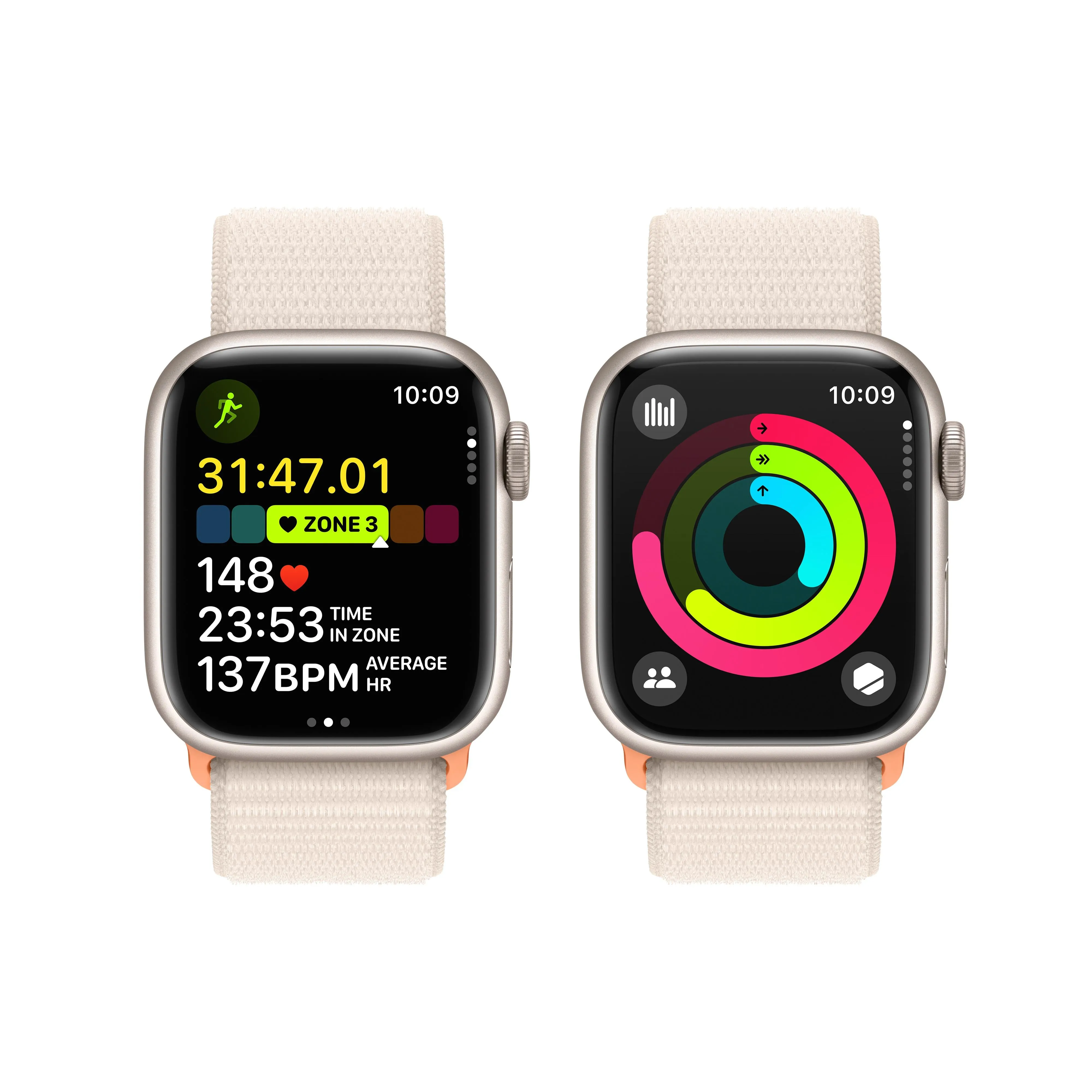 Apple Watch Series 9 GPS   Cellular 41mm Starlight Aluminium Case with Starlight Sport Loop