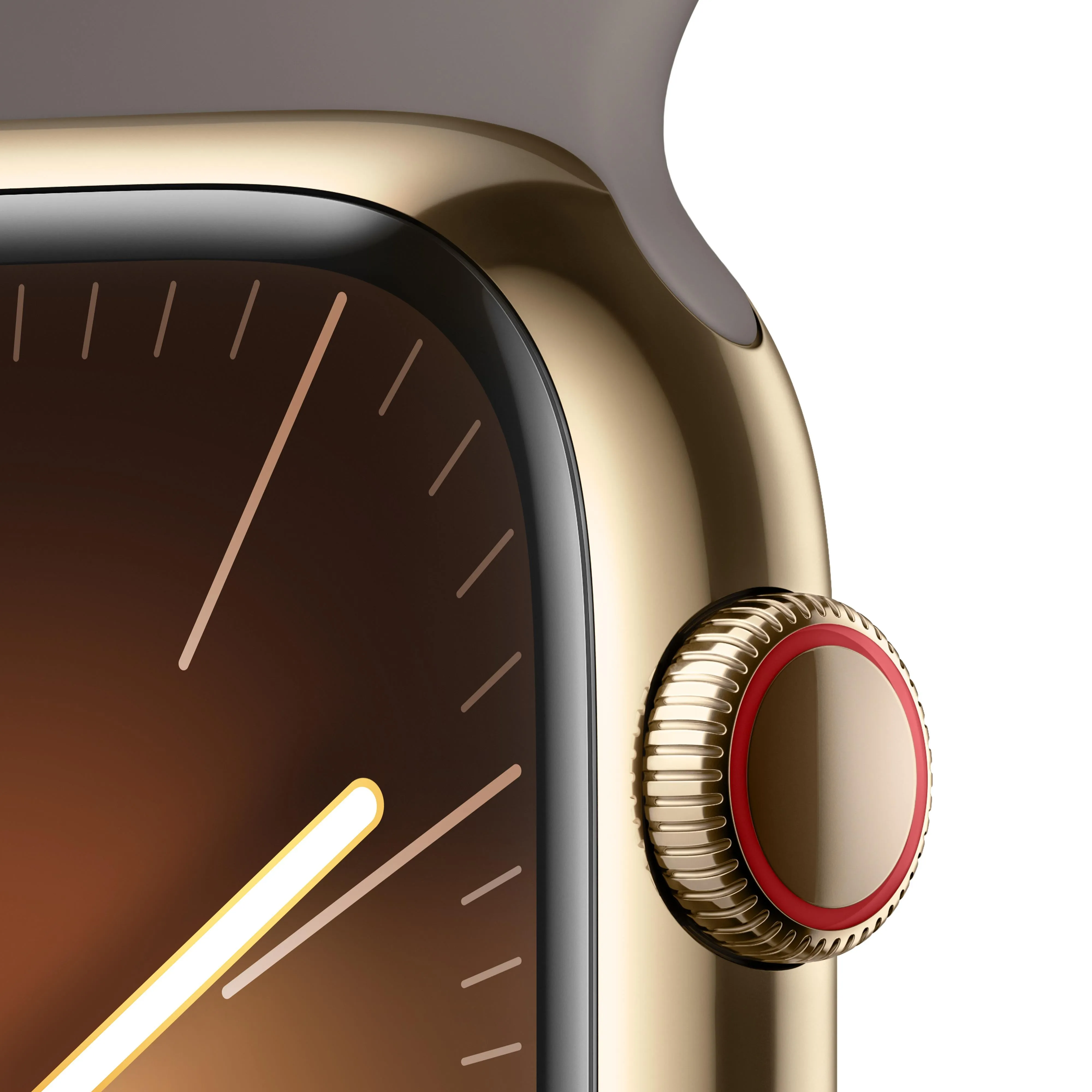 Apple Watch Series 9 GPS   Cellular 45mm Gold Stainless Steel Case with Clay Sport Band - S/M