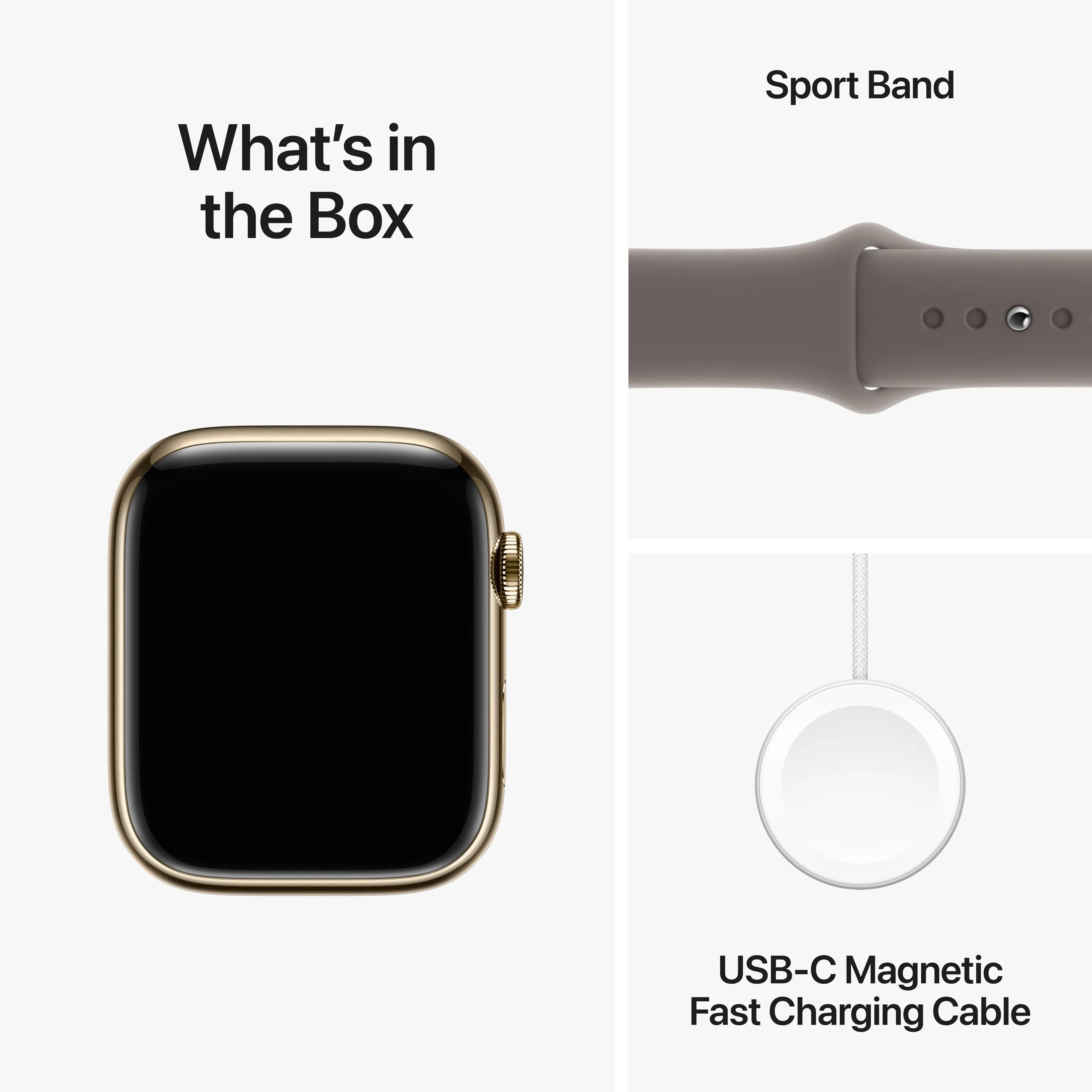 Apple Watch Series 9 GPS   Cellular 45mm Gold Stainless Steel Case with Clay Sport Band - S/M