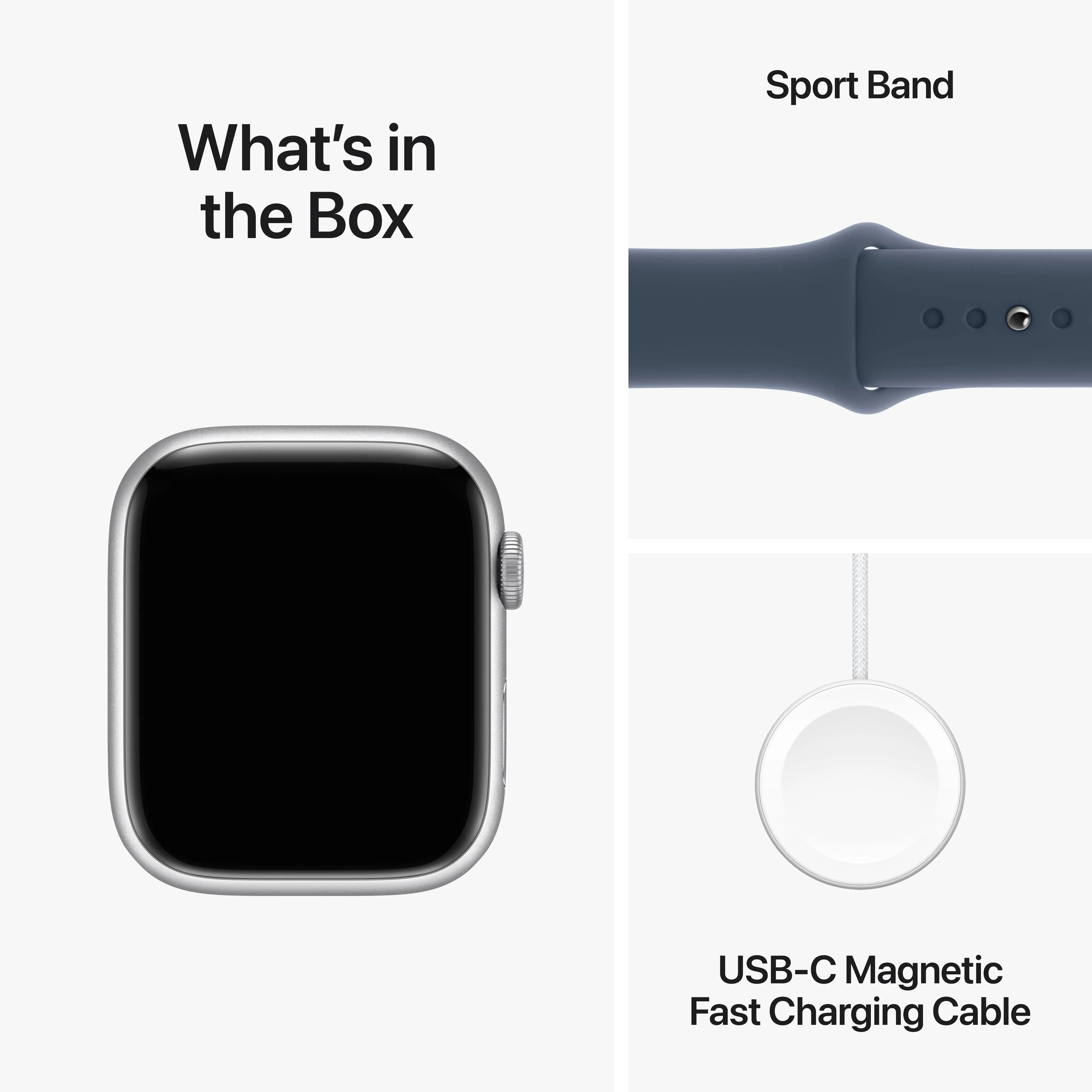 Apple Watch Series 9 GPS   Cellular 45mm Silver Aluminium Case with Storm Blue Sport Band - M/L