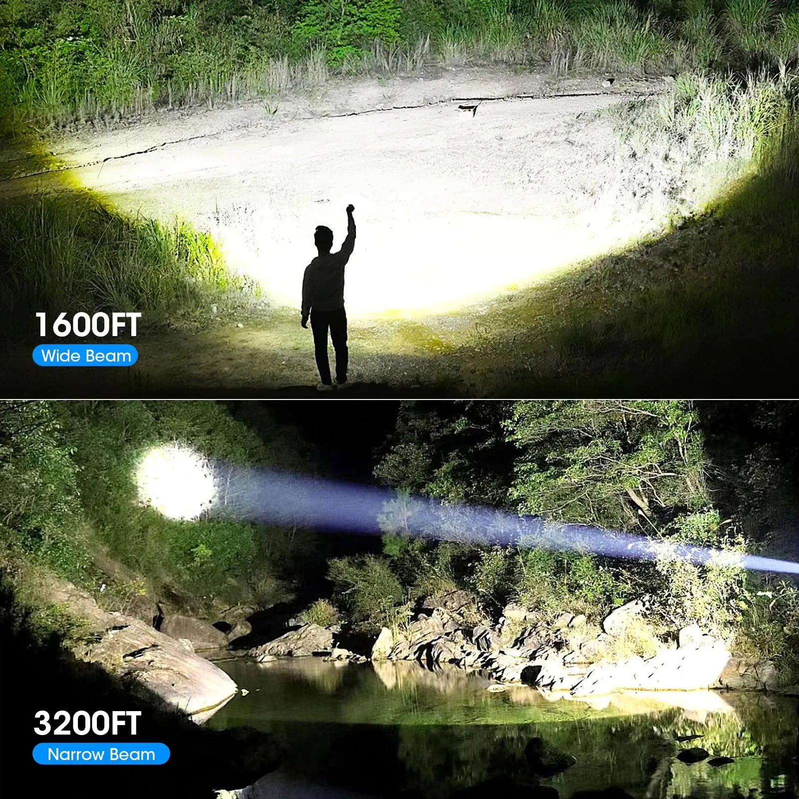 AURASEASON Flashlights 990,000 High Lumens 2 Pack, Super Bright LED Rechargeable Flashlight, 5 Modes, IPX7 Waterproof Flah Light for Emergencies, Camping