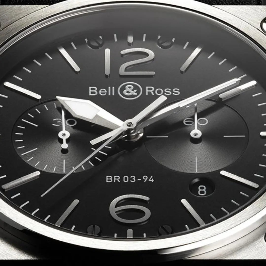 BR Watch BR 3 94 Chronograph Black Dial Steel Case
