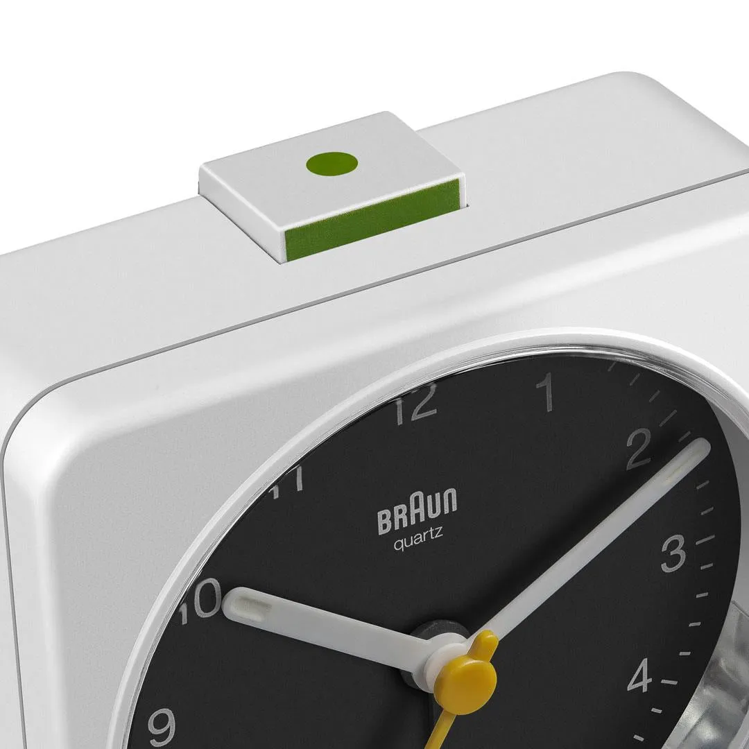 Braun Classic Clock with Snooze and Light, Crescendo Beep in White and Black - BC03WB