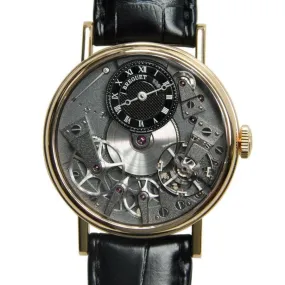 Breguet Tradition Black Skeleton Dial 18kt Rose Gold Black Leather Manual Wind Men Watch 7027BRG99V6 7027BR/G9/9V6