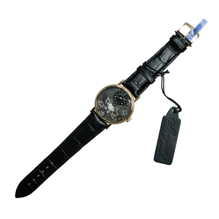 Breguet Tradition Black Skeleton Dial 18kt Rose Gold Black Leather Manual Wind Men Watch 7027BRG99V6 7027BR/G9/9V6