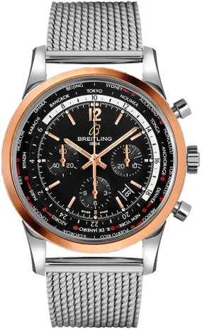 Breitling Transocean Chronograph Unitime Pilot Black Dial Men's Watch UB0510U4-BC26SS UB0510U4-BC26-152A