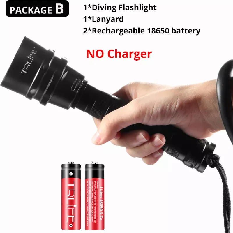 Brightest Professional Diving Flashlight  L2 Portable Scuba Dive torch 200M Underwater IPX8 Waterproof 18650 Flashlights