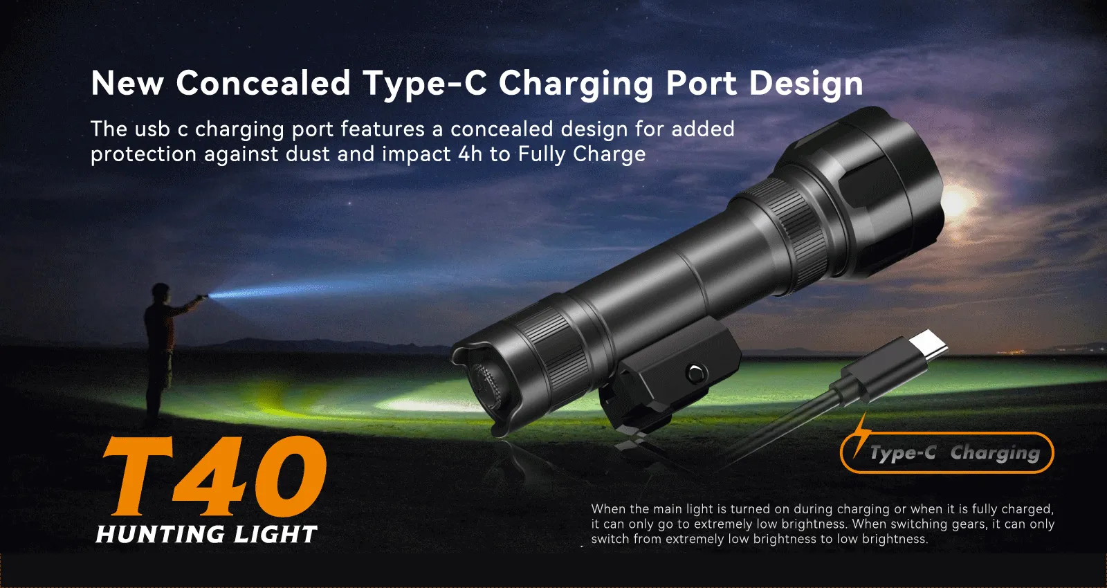 Brinyte T40 USB-C Rechargeable Multifunctional Light for Hunting, Fishing, Home Security, and Outdoor Adventures