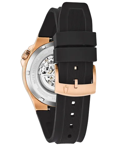 Bulova 98A177 Maquina Automatic Black Silicone Strap Men Watches