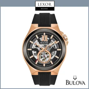 Bulova 98A177 Maquina Automatic Black Silicone Strap Men Watches