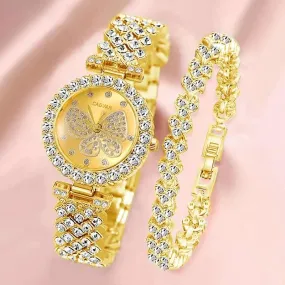 Butterfly Dial Quartz Watch Set