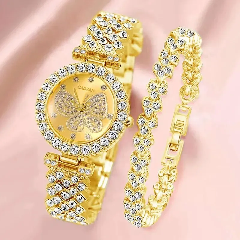 Butterfly Dial Quartz Watch Set