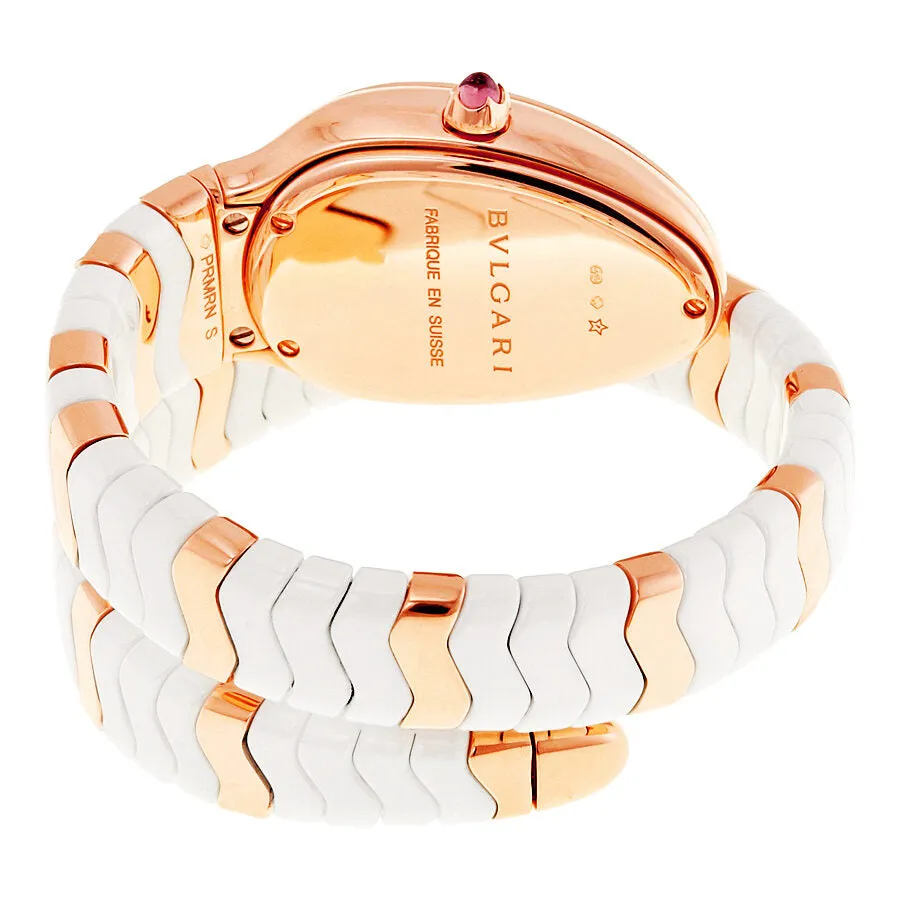 Bvlgari Serpenti Spiga White Dial Ceramic and 18K Rose Gold Ladies Watch SPP35WGDWCG1.1T