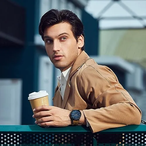 BY BENYAR Watches for Men Chronograph Waterproof Men's Wrist Watches Business Work Casual Sport Fashion Brown Leather Mens Dress Watch Unique Elegant Gifts for Men