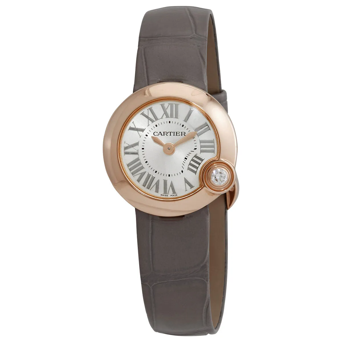 Cartier Ballon Blanc De Cartier Quartz Silver Dial 18kt Rose Gold Ladies Watch WGBL0004