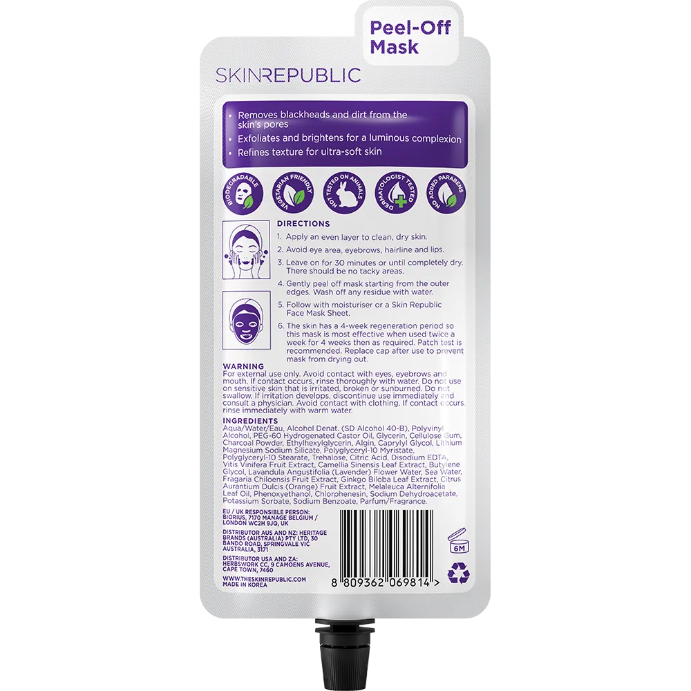 Charcoal Peel-Off Face Mask (3 Applications)