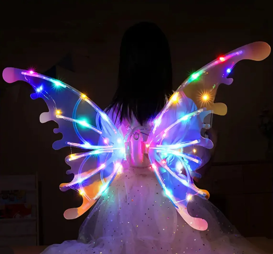 Chrismas Gift Butterfly Wings Fairy Angel Elf LED Glowing Luminous with Music Glowing Cosplay Prop